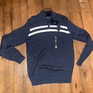 New U.S. Polo Assn. Men's Sweater Navy Block Color Sz Medium M Quarter Zip